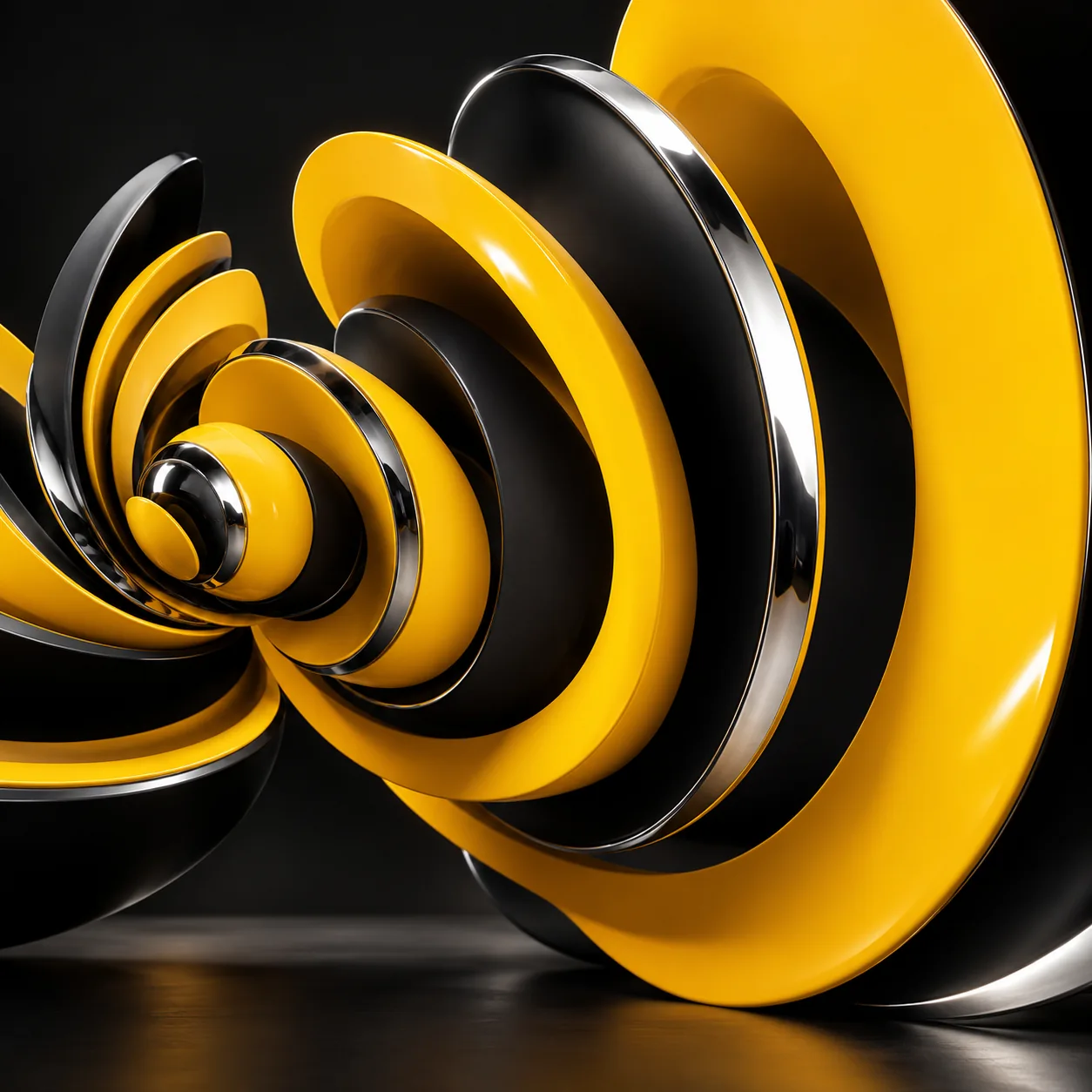 Sculpture expressive jaune et chrome évoquant la portée des idées